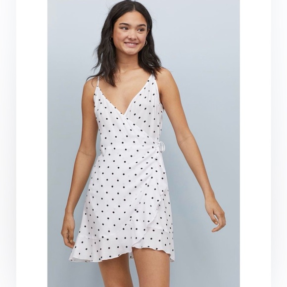 Lush White Confetti Faux Wrap Dress Medium - Picture 2 of 9